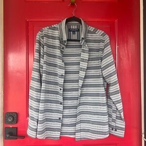 Mizzen + Main Performance Menswear Long Sleeve Thick Button Up Shirt Medium Grey